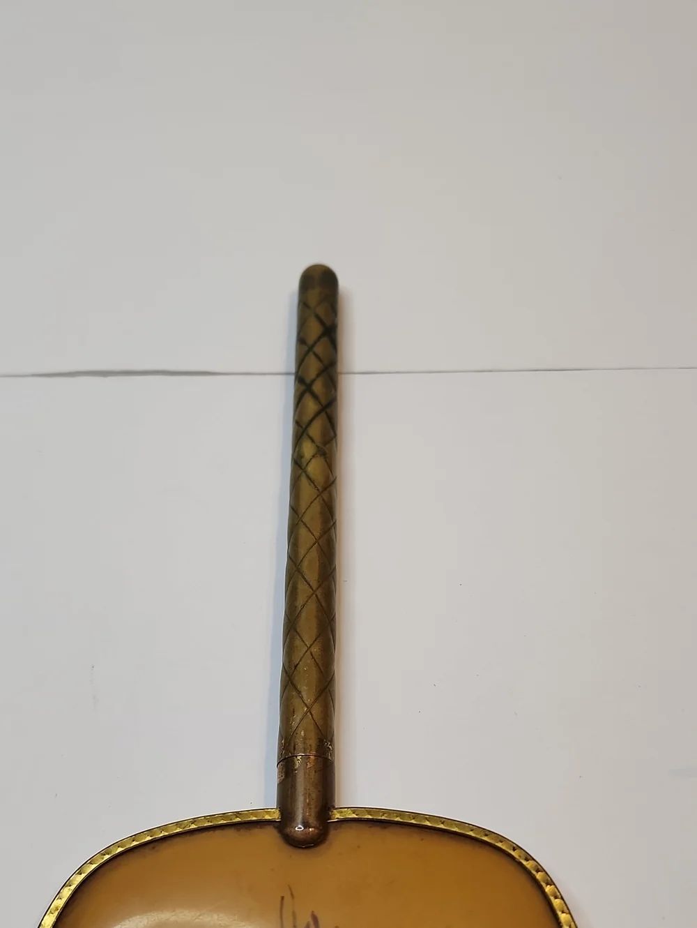 Vintage Hand Mirror with Floral Motif in Mustard Yellow and Gold 13